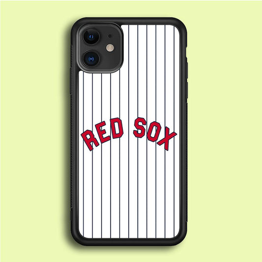 Baseball Boston Red Sox MLB 002 iPhone 12 Mini Case-Rubber / Black (2D Case)-Xtracase