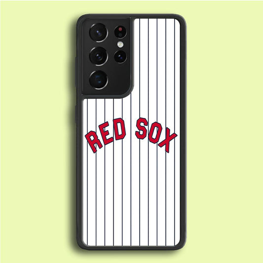 Baseball Boston Red Sox MLB 002 Samsung Galaxy S21 Ultra Case-Rubber / White (2D Case)-Xtracase