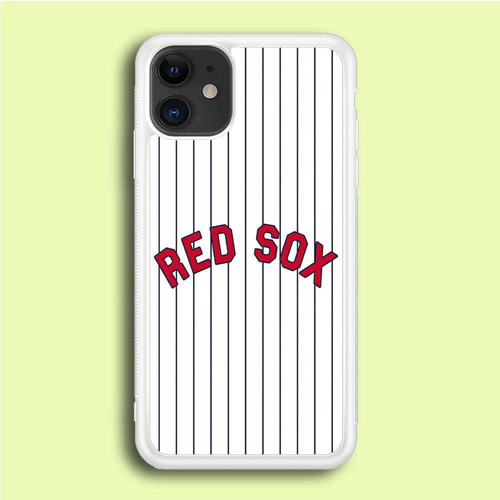 Baseball Boston Red Sox MLB 002 iPhone 12 Case-Rubber / White (2D Case)-Xtracase