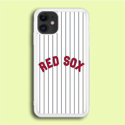Baseball Boston Red Sox MLB 002 iPhone 12 Case-Rubber / White (2D Case)-Xtracase