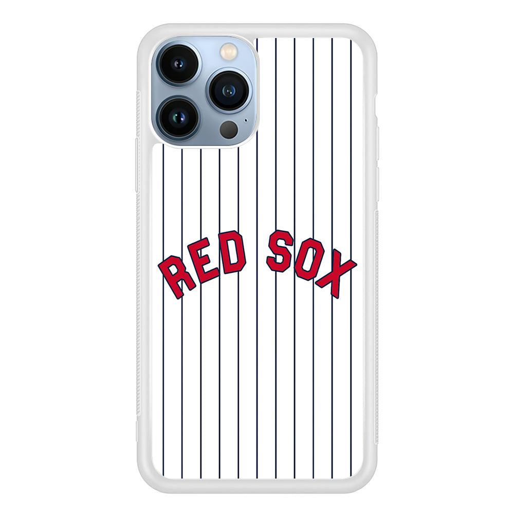 Baseball Boston Red Sox MLB 002 iPhone 13 Pro Max Case-Rubber / White (2D Case)-Xtracase