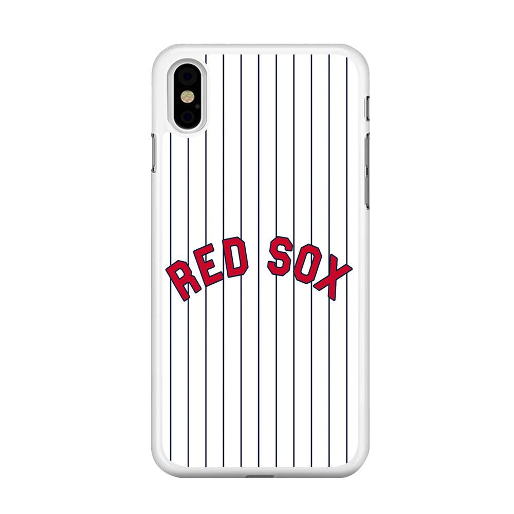Baseball Boston Red Sox MLB 002 iPhone X Case-Rubber / White (2D Case)-Xtracase