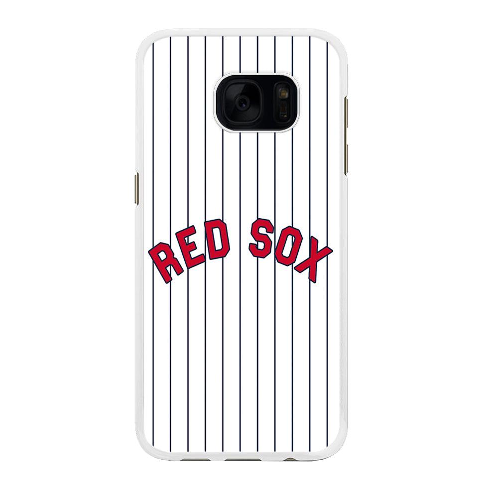 Baseball Boston Red Sox MLB 002 Samsung Galaxy S7 Edge Case-Rubber / White (2D Case)-Xtracase