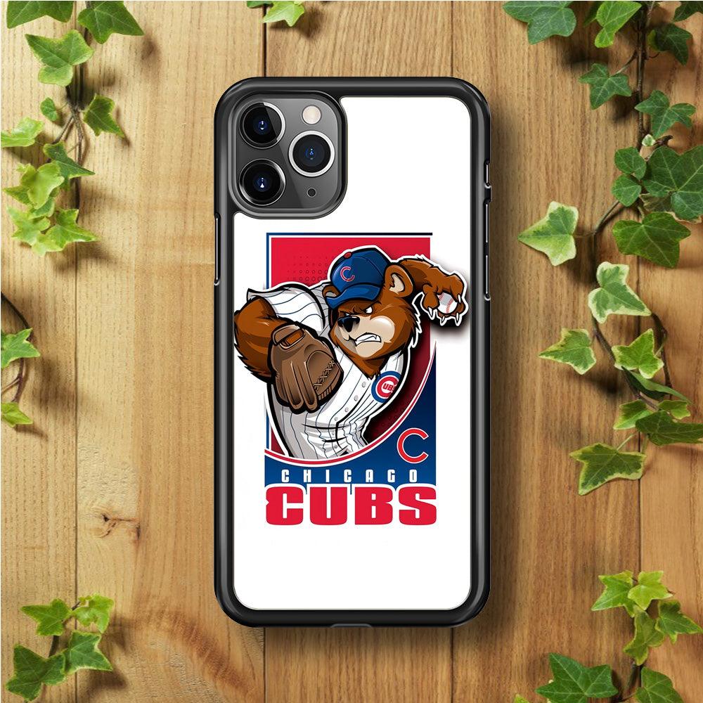 Baseball Chicago Cubs MLB 001 iPhone 11 Pro Max Case-Rubber / Black (2D Case)-Xtracase