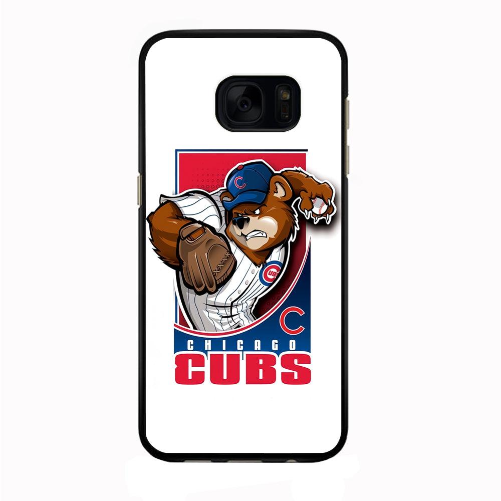 Baseball Chicago Cubs MLB 001 Samsung Galaxy S7 Edge Case-Rubber / Black (2D Case)-Xtracase
