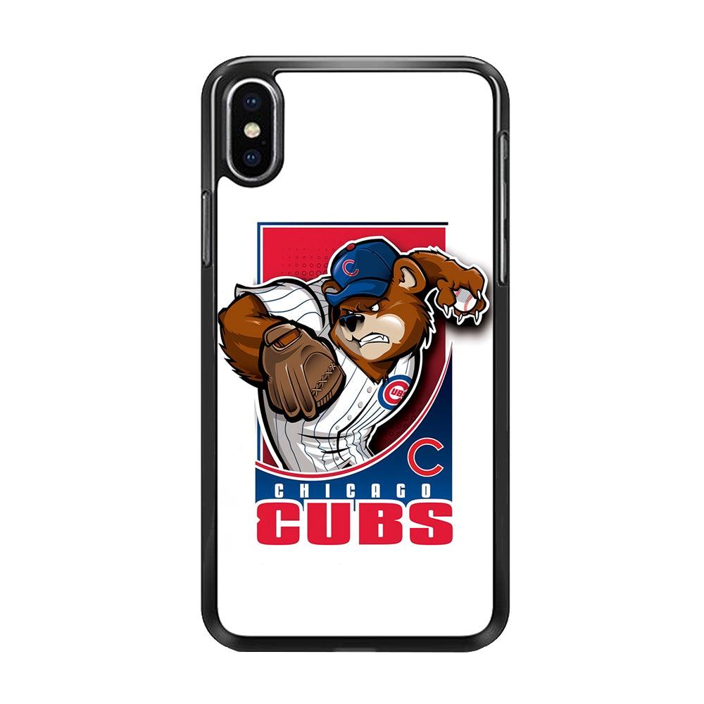 Baseball Chicago Cubs MLB 001 iPhone Xs Max Case-Rubber / Black (2D Case)-Xtracase