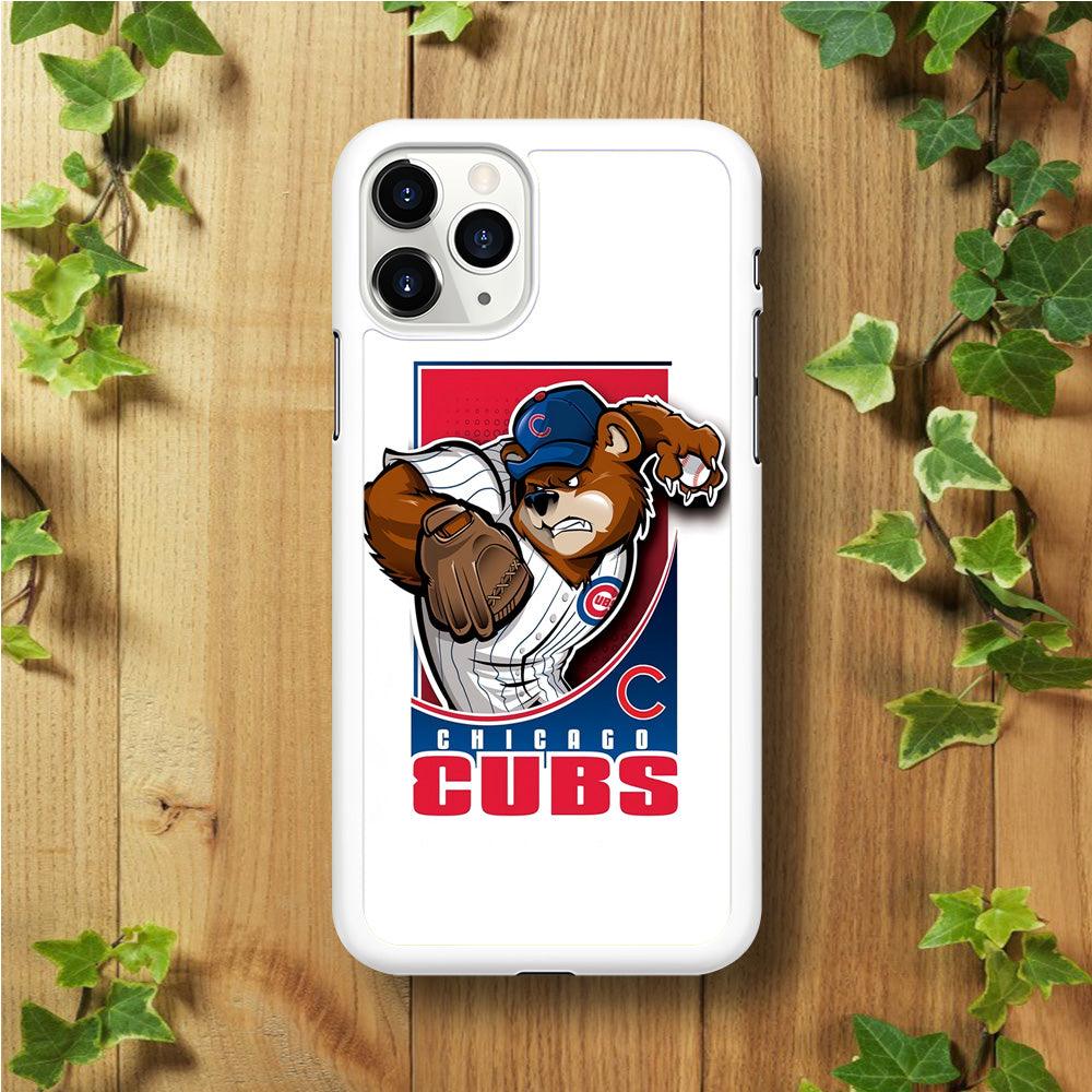 Baseball Chicago Cubs MLB 001 iPhone 11 Pro Max Case-Rubber / White (2D Case)-Xtracase