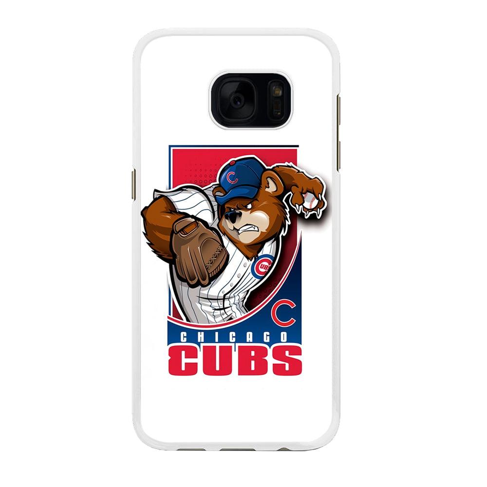 Baseball Chicago Cubs MLB 001 Samsung Galaxy S7 Edge Case-Rubber / White (2D Case)-Xtracase