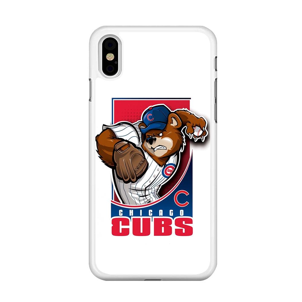 Baseball Chicago Cubs MLB 001 iPhone X Case-Rubber / White (2D Case)-Xtracase