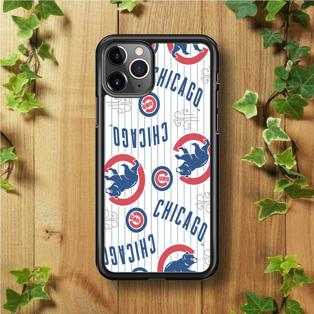 Baseball Chicago Cubs MLB 002 iPhone 11 Pro Max Case-Rubber / Black (2D Case)-Xtracase