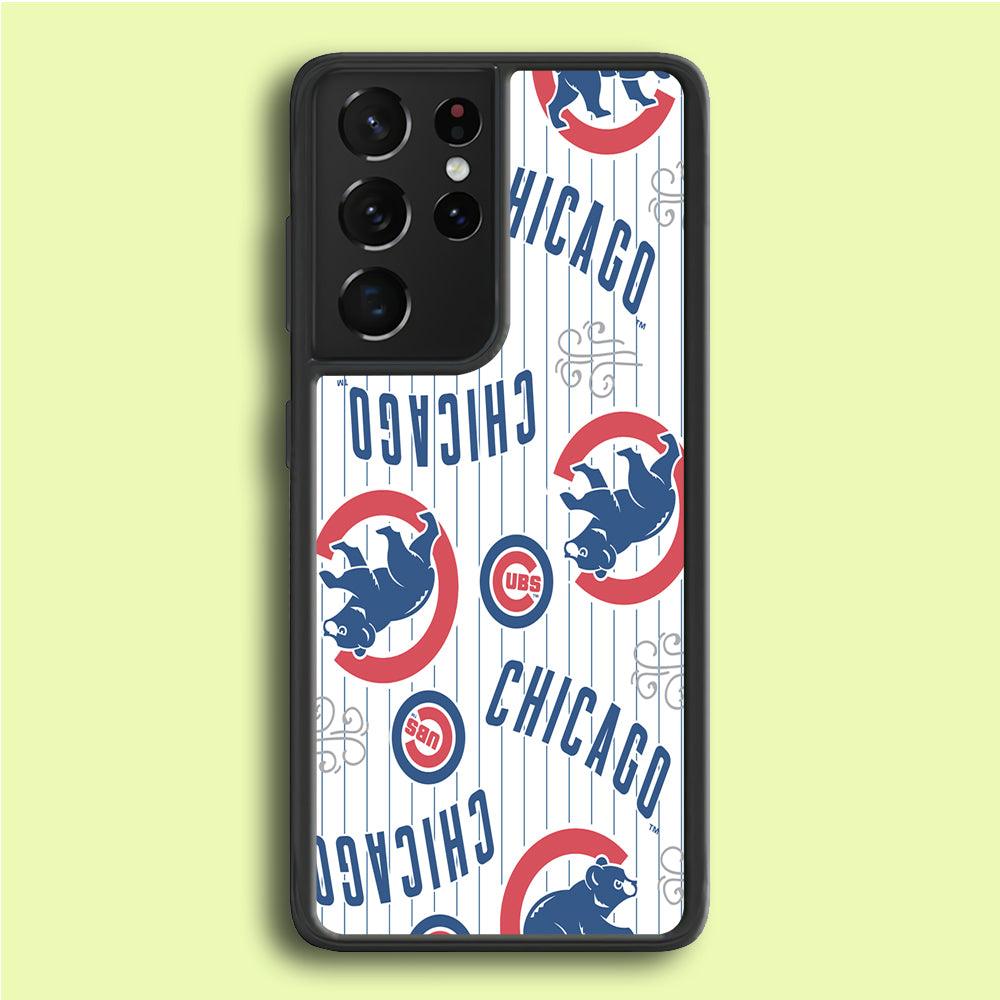 Baseball Chicago Cubs MLB 002 Samsung Galaxy S21 Ultra Case-Rubber / White (2D Case)-Xtracase