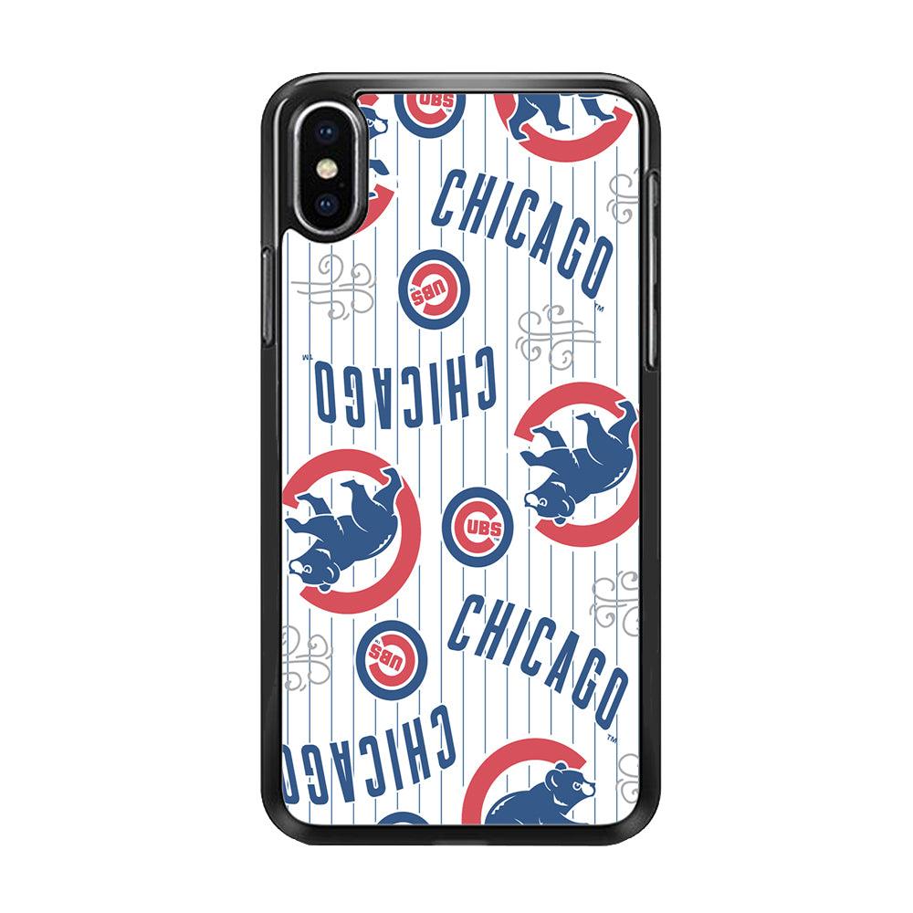 Baseball Chicago Cubs MLB 002 iPhone Xs Case-Rubber / Black (2D Case)-Xtracase