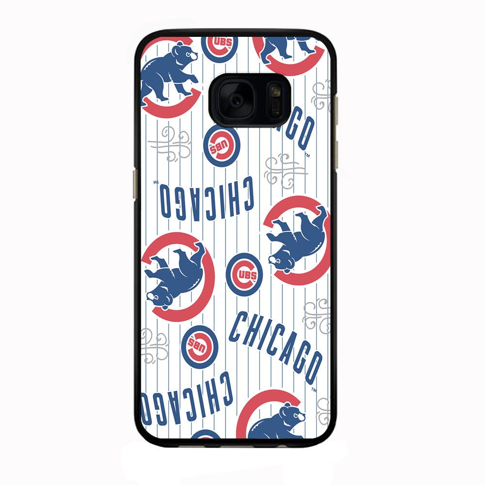 Baseball Chicago Cubs MLB 002 Samsung Galaxy S7 Edge Case-Rubber / Black (2D Case)-Xtracase