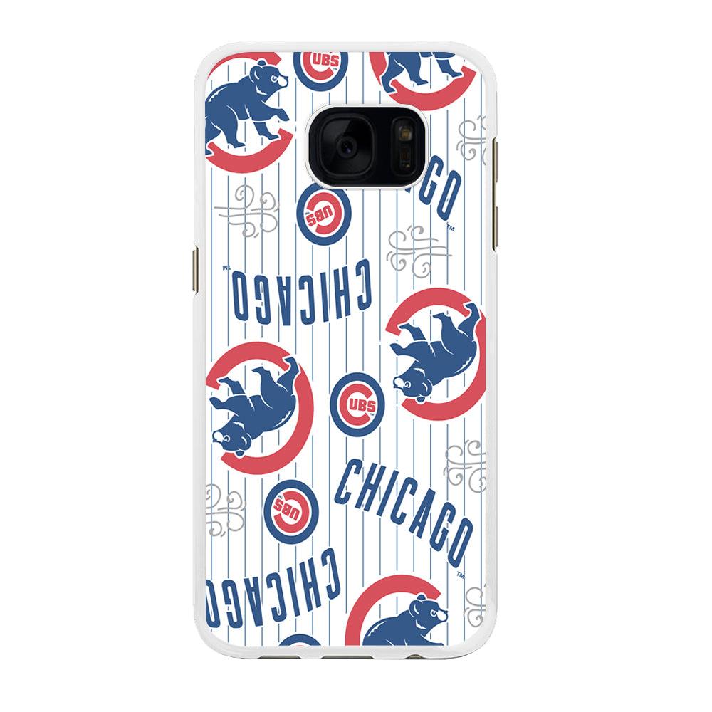Baseball Chicago Cubs MLB 002 Samsung Galaxy S7 Edge Case-Rubber / White (2D Case)-Xtracase