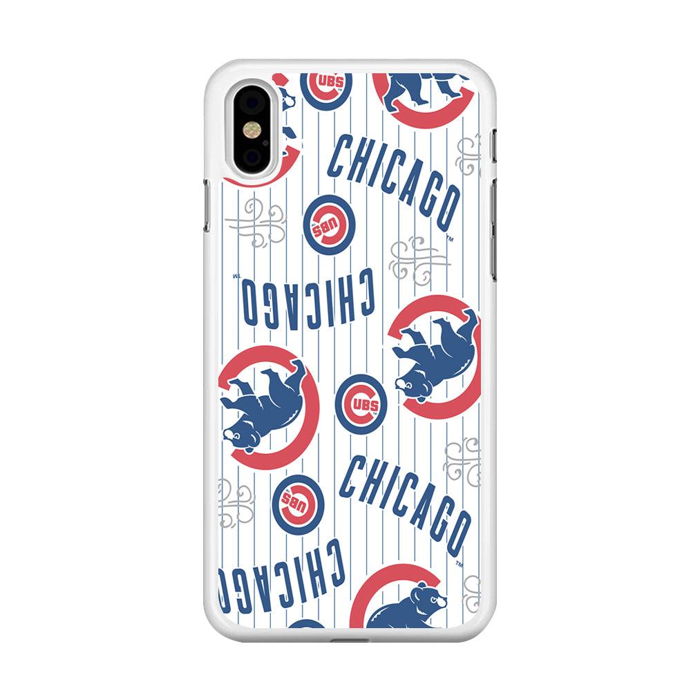 Baseball Chicago Cubs MLB 002 iPhone Xs Case-Rubber / White (2D Case)-Xtracase