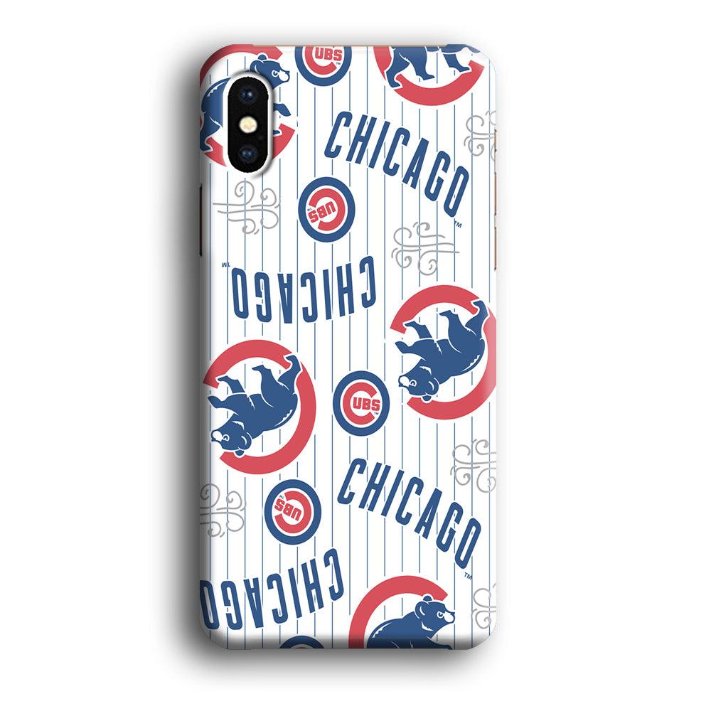 Baseball Chicago Cubs MLB 002 iPhone Xs Case-Plastic / Full Wrap (3D Case)-Xtracase