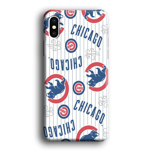Baseball Chicago Cubs MLB 002 iPhone Xs Case-Plastic / Full Wrap (3D Case)-Xtracase
