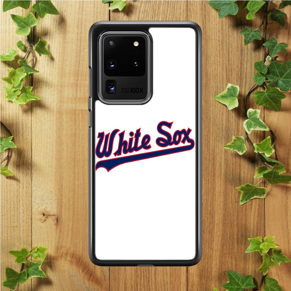 Baseball Chicago White Sox MLB 001 Samsung Galaxy S20 Ultra Case-Rubber / White (2D Case)-Xtracase