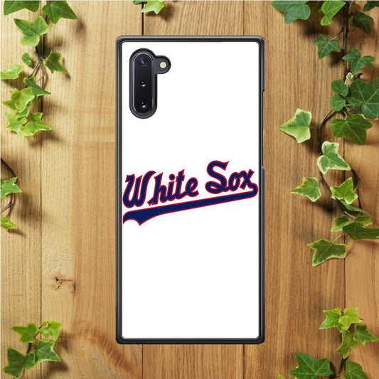 Baseball Chicago White Sox MLB 001 Samsung Galaxy Note 10 Case-Rubber / White (2D Case)-Xtracase