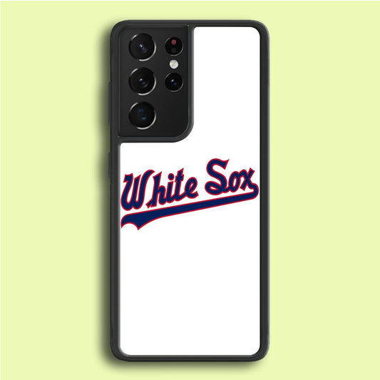 Baseball Chicago White Sox MLB 001 Samsung Galaxy S21 Ultra Case-Rubber / Black (2D Case)-Xtracase