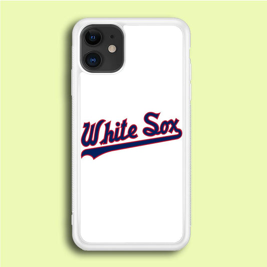 Baseball Chicago White Sox MLB 001 iPhone 12 Case-Rubber / White (2D Case)-Xtracase