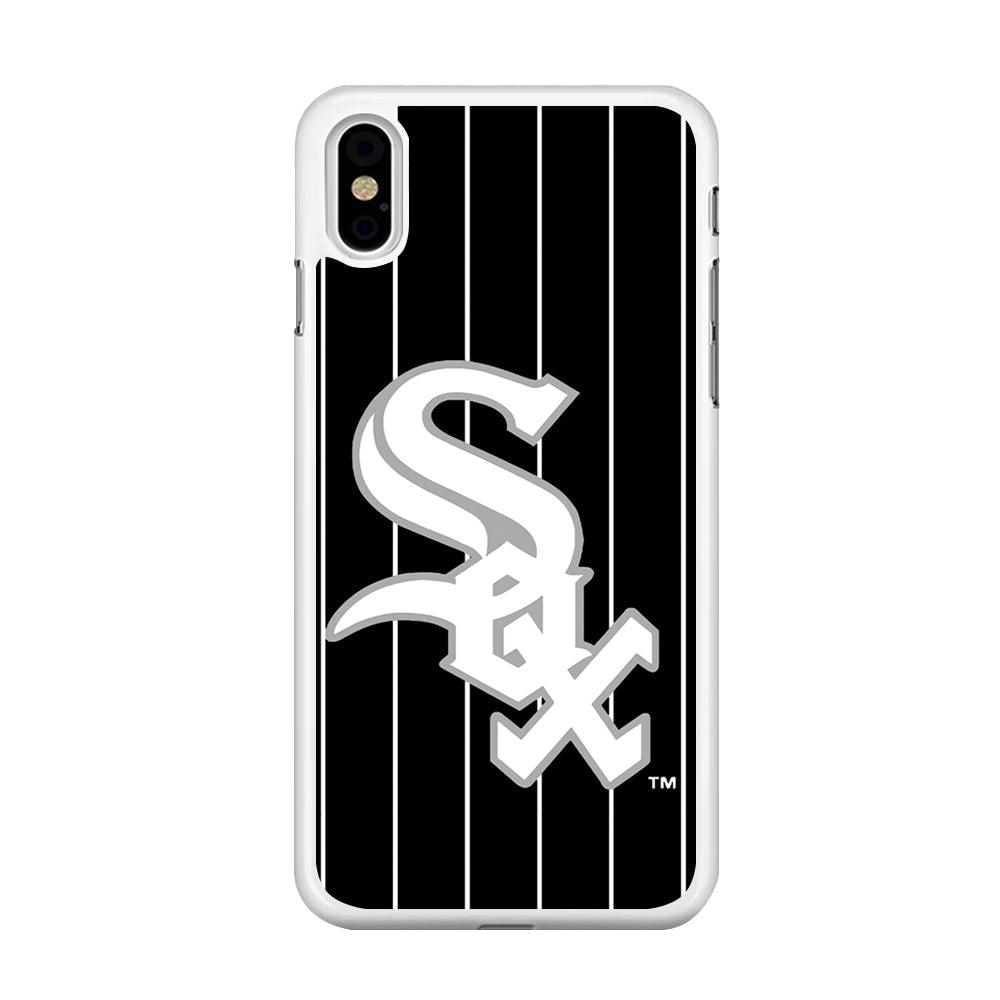 Baseball Chicago White Sox MLB 002 iPhone X Case-Rubber / White (2D Case)-Xtracase