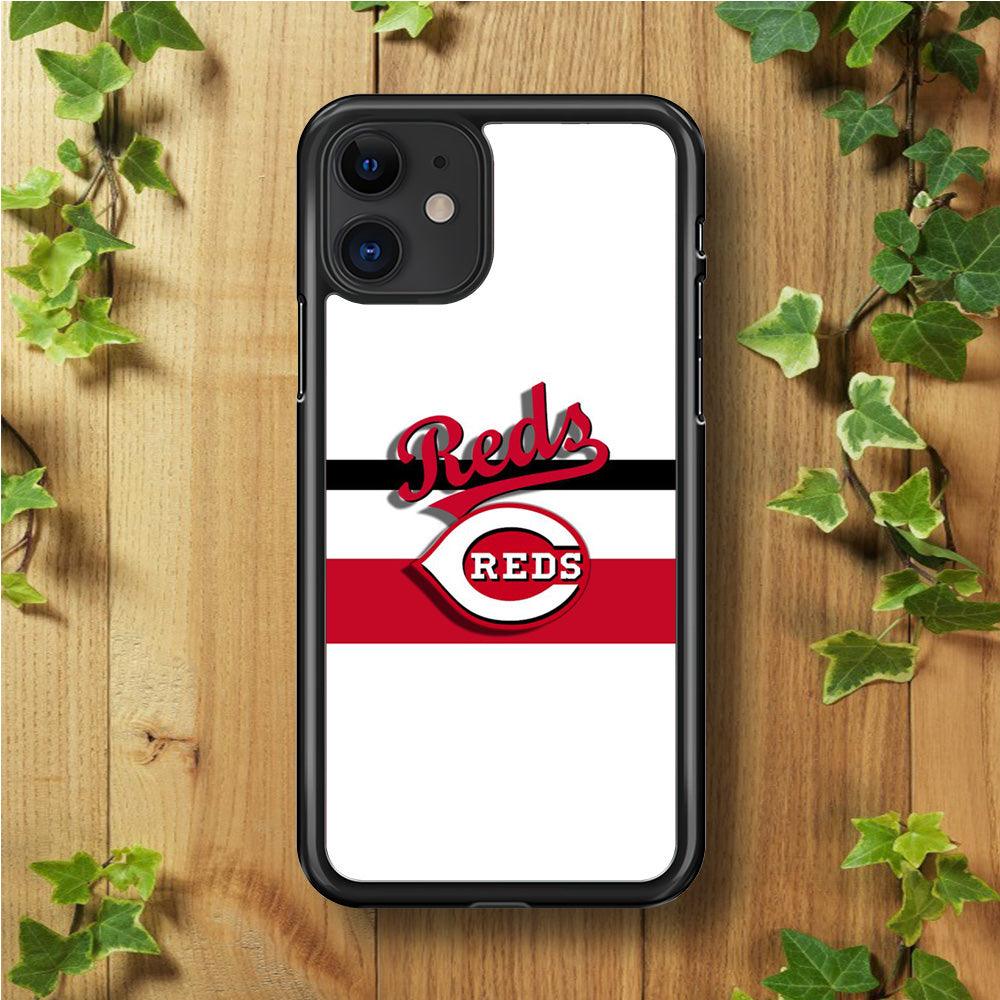 Baseball Cincinnati Reds MLB 001 iPhone 11 Case-Rubber / Black (2D Case)-Xtracase