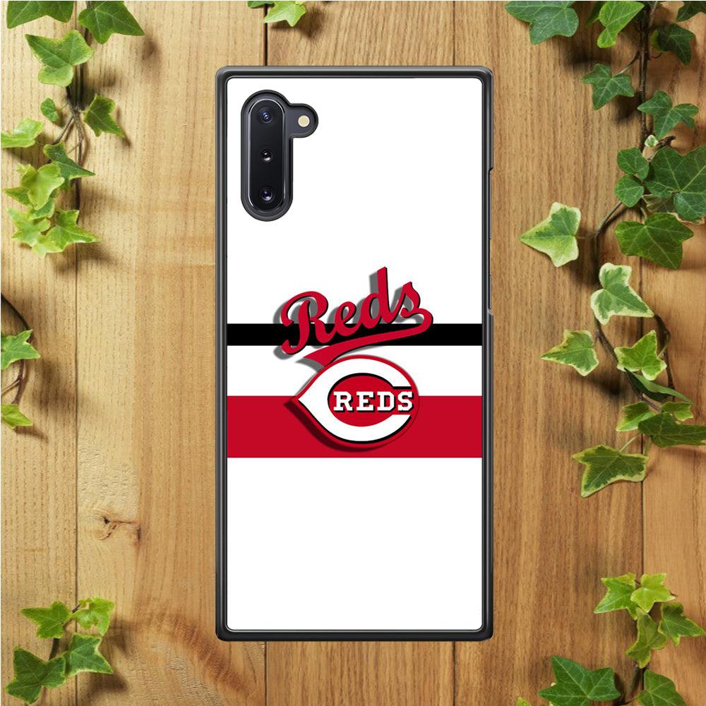 Baseball Cincinnati Reds MLB 001 Samsung Galaxy Note 10 Case-Rubber / White (2D Case)-Xtracase