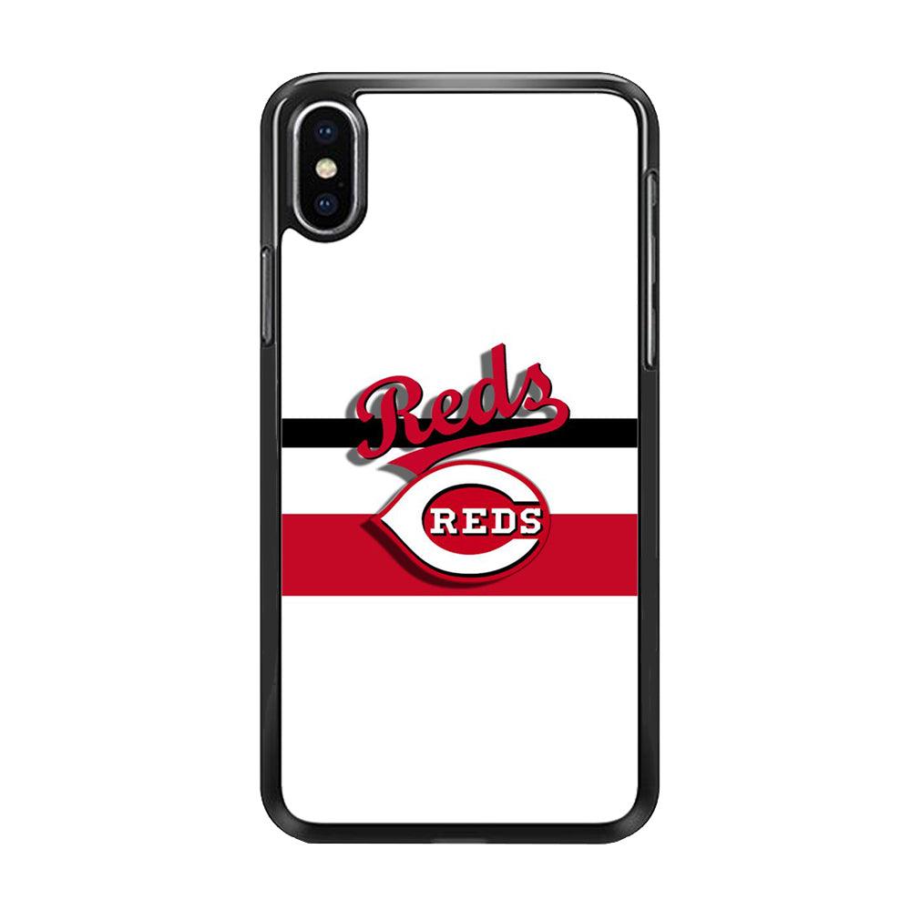 Baseball Cincinnati Reds MLB 001 iPhone Xs Case-Rubber / Black (2D Case)-Xtracase