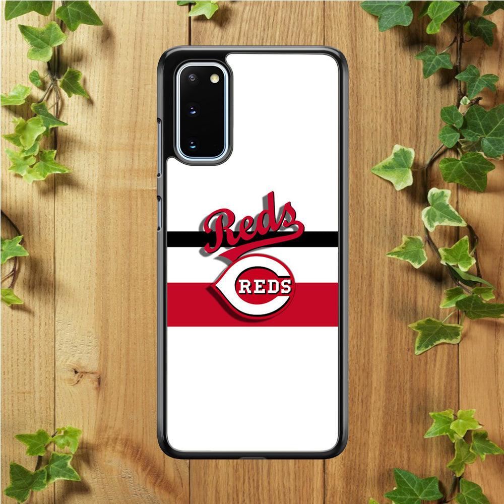 Baseball Cincinnati Reds MLB 001 Samsung Galaxy S20 Case-Rubber / White (2D Case)-Xtracase