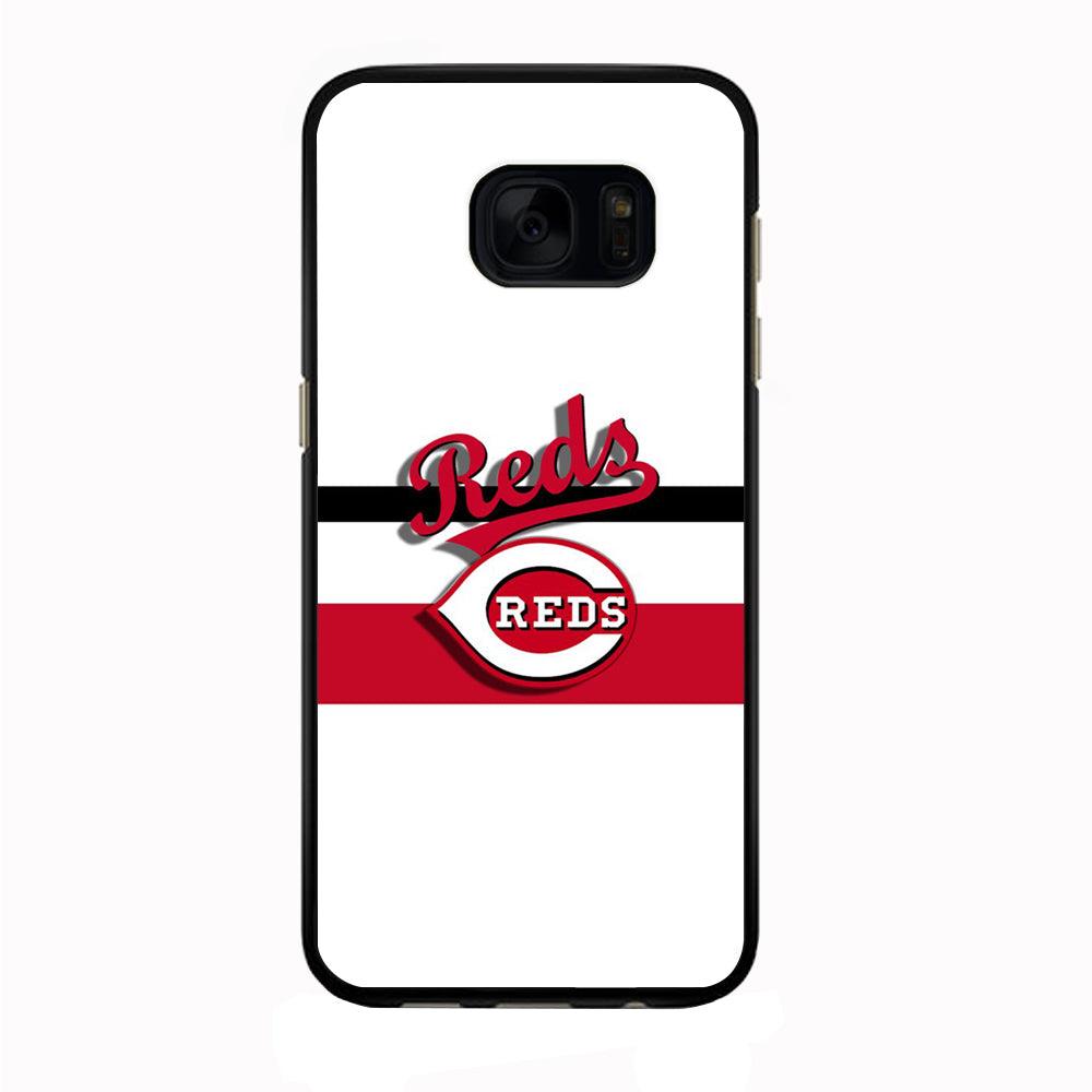 Baseball Cincinnati Reds MLB 001 Samsung Galaxy S7 Edge Case-Rubber / Black (2D Case)-Xtracase