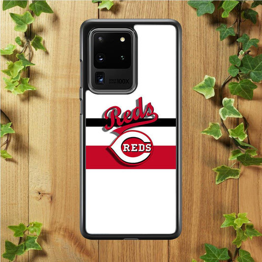 Baseball Cincinnati Reds MLB 001 Samsung Galaxy S20 Ultra Case-Rubber / White (2D Case)-Xtracase