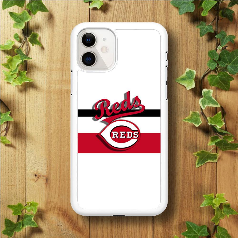 Baseball Cincinnati Reds MLB 001 iPhone 11 Case-Rubber / White (2D Case)-Xtracase