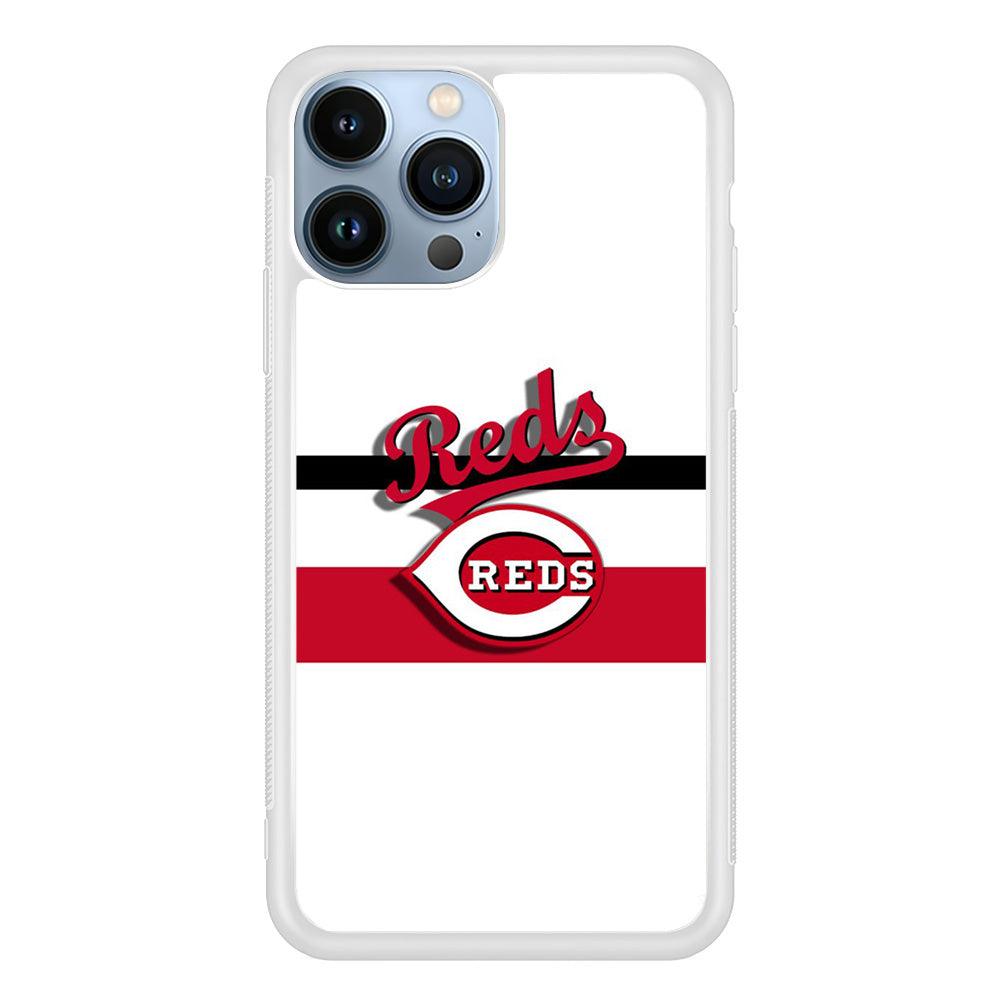Baseball Cincinnati Reds MLB 001 iPhone 13 Pro Max Case-Rubber / White (2D Case)-Xtracase