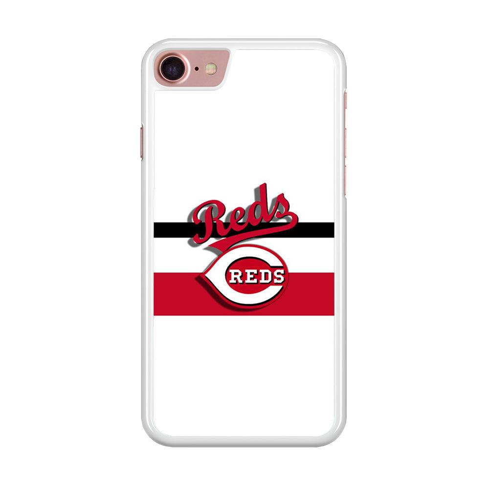 Baseball Cincinnati Reds MLB 001 iPhone SE 2020 Case-Rubber / White (2D Case)-Xtracase