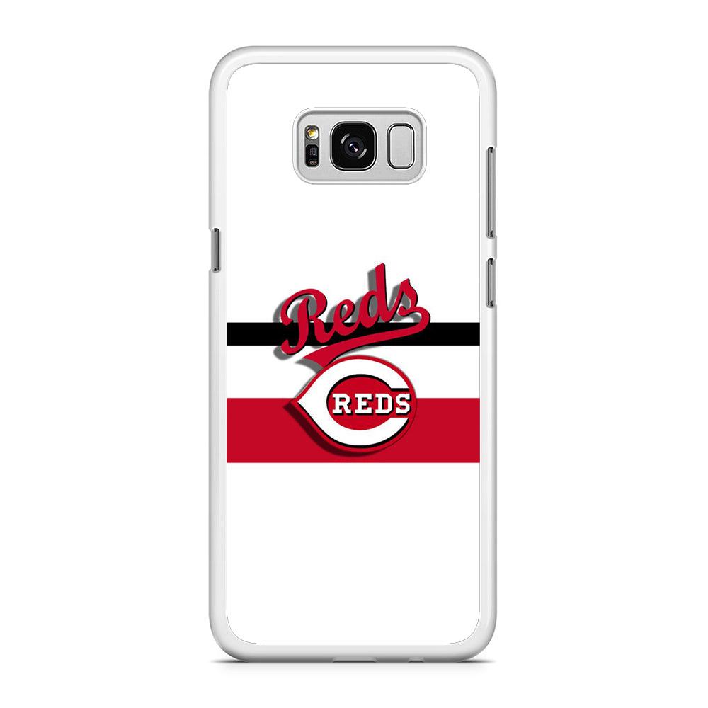 Baseball Cincinnati Reds MLB 001 Samsung Galaxy S8 Case-Rubber / White (2D Case)-Xtracase