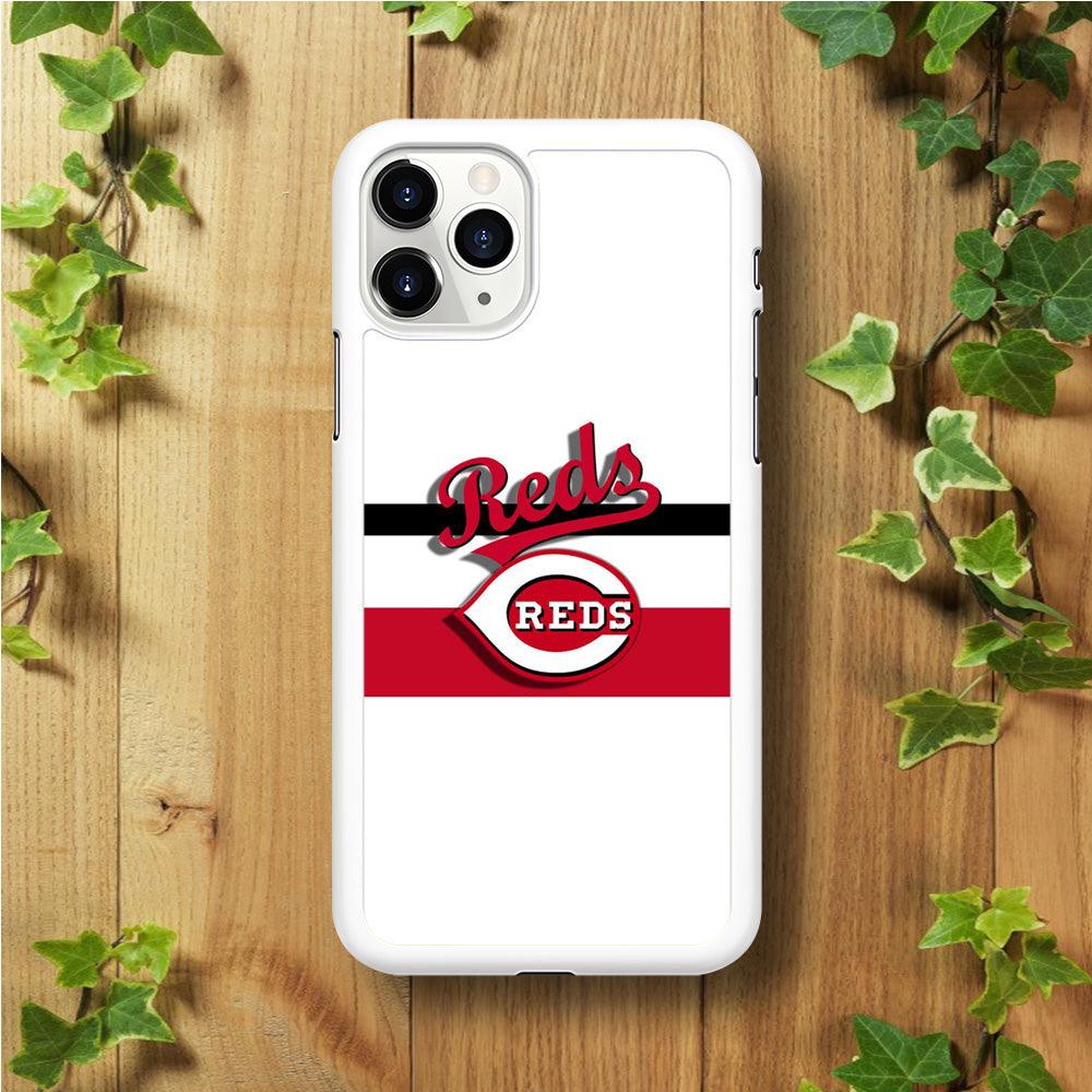Baseball Cincinnati Reds MLB 001 iPhone 11 Pro Max Case-Rubber / White (2D Case)-Xtracase