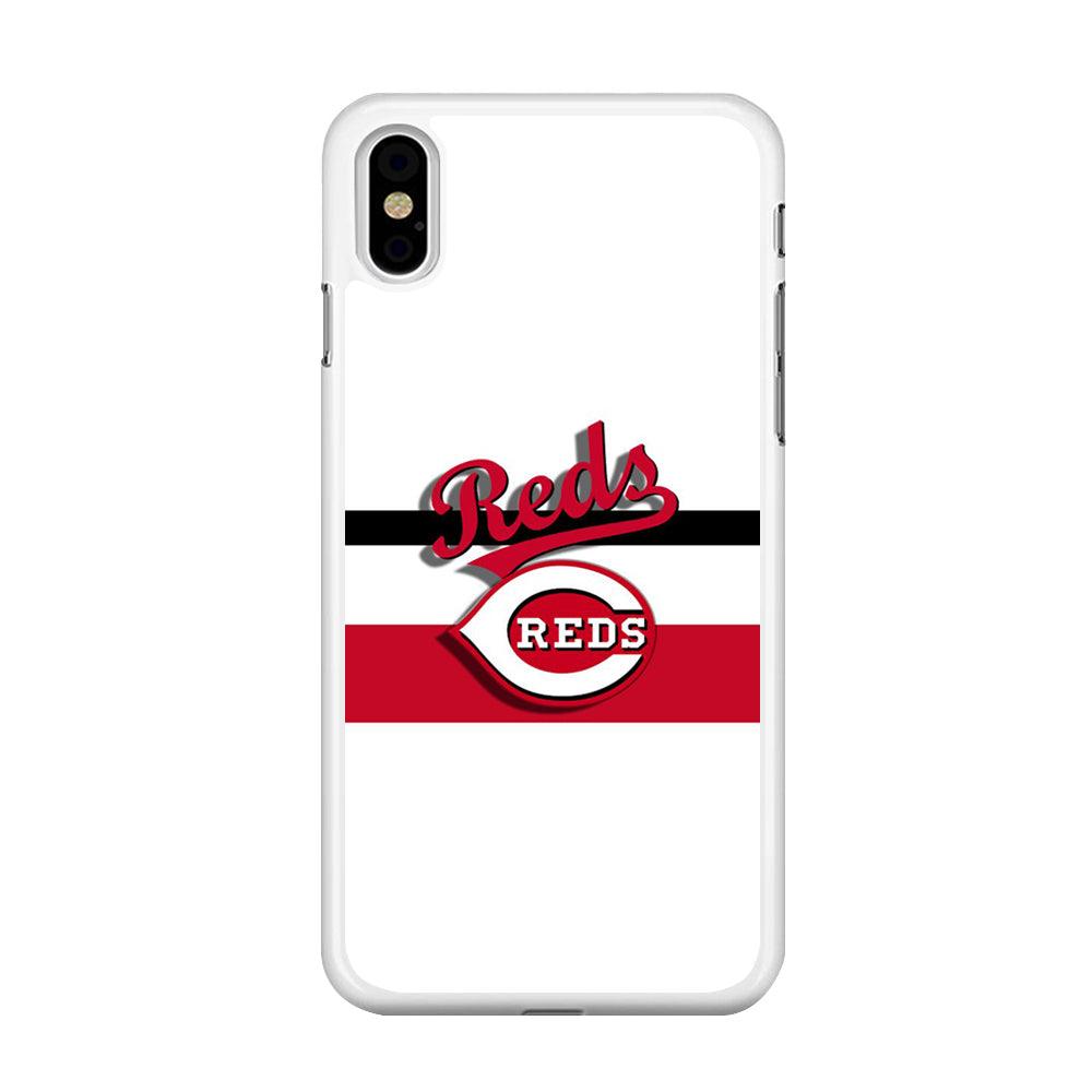 Baseball Cincinnati Reds MLB 001 iPhone X Case-Rubber / White (2D Case)-Xtracase
