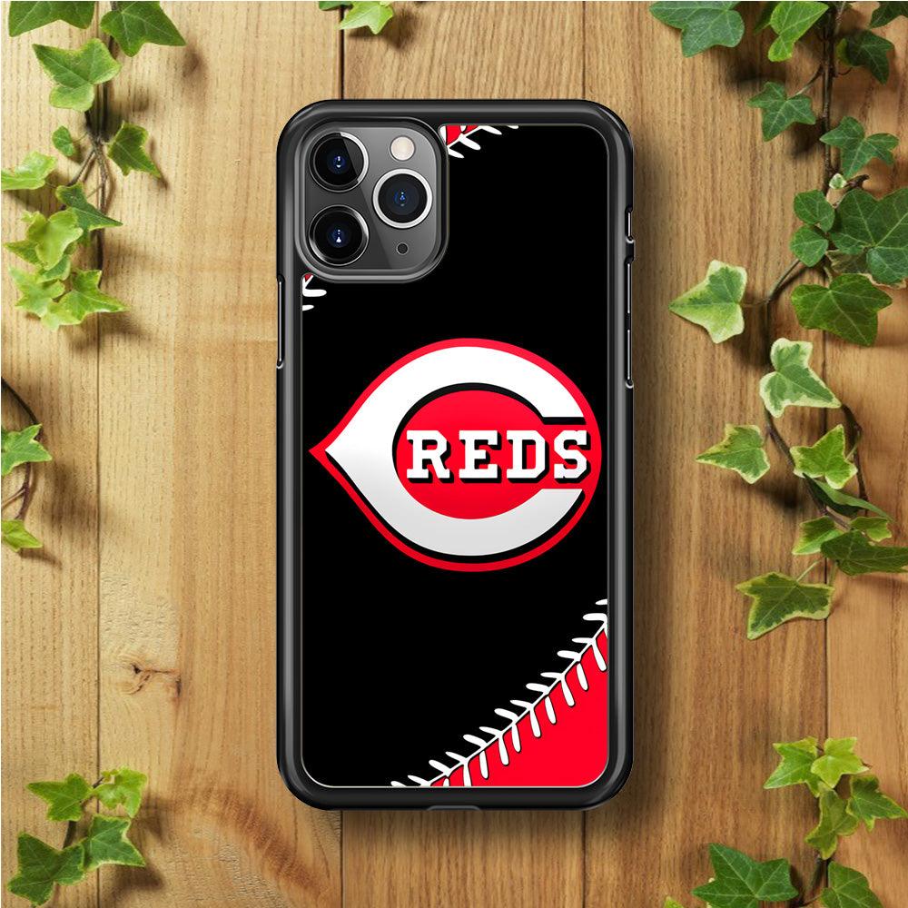 Baseball Cincinnati Reds MLB 002 iPhone 11 Pro Max Case-Rubber / Black (2D Case)-Xtracase