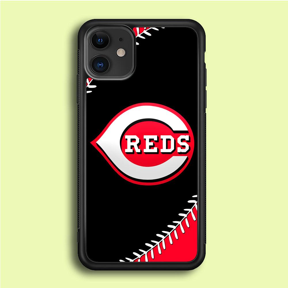 Baseball Cincinnati Reds MLB 002 iPhone 12 Case-Rubber / Black (2D Case)-Xtracase