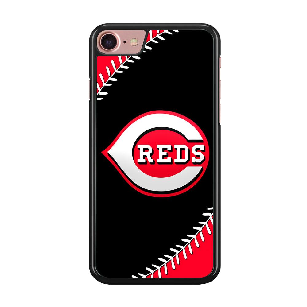 Baseball Cincinnati Reds MLB 002 iPhone 7 Case-Rubber / Black (2D Case)-Xtracase