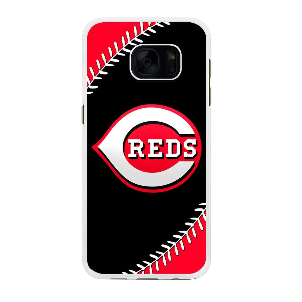 Baseball Cincinnati Reds MLB 002 Samsung Galaxy S7 Edge Case-Rubber / White (2D Case)-Xtracase