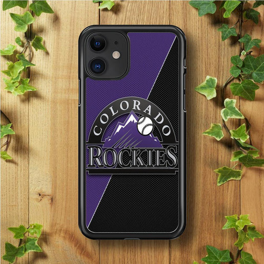 Baseball Colorado Rockies MLB 001 iPhone 11 Case-Rubber / Black (2D Case)-Xtracase