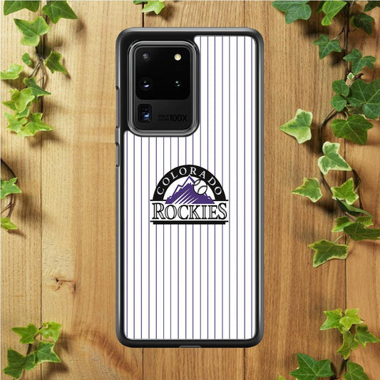 Baseball Colorado Rockies MLB 002 Samsung Galaxy S20 Ultra Case-Rubber / Black (2D Case)-Xtracase