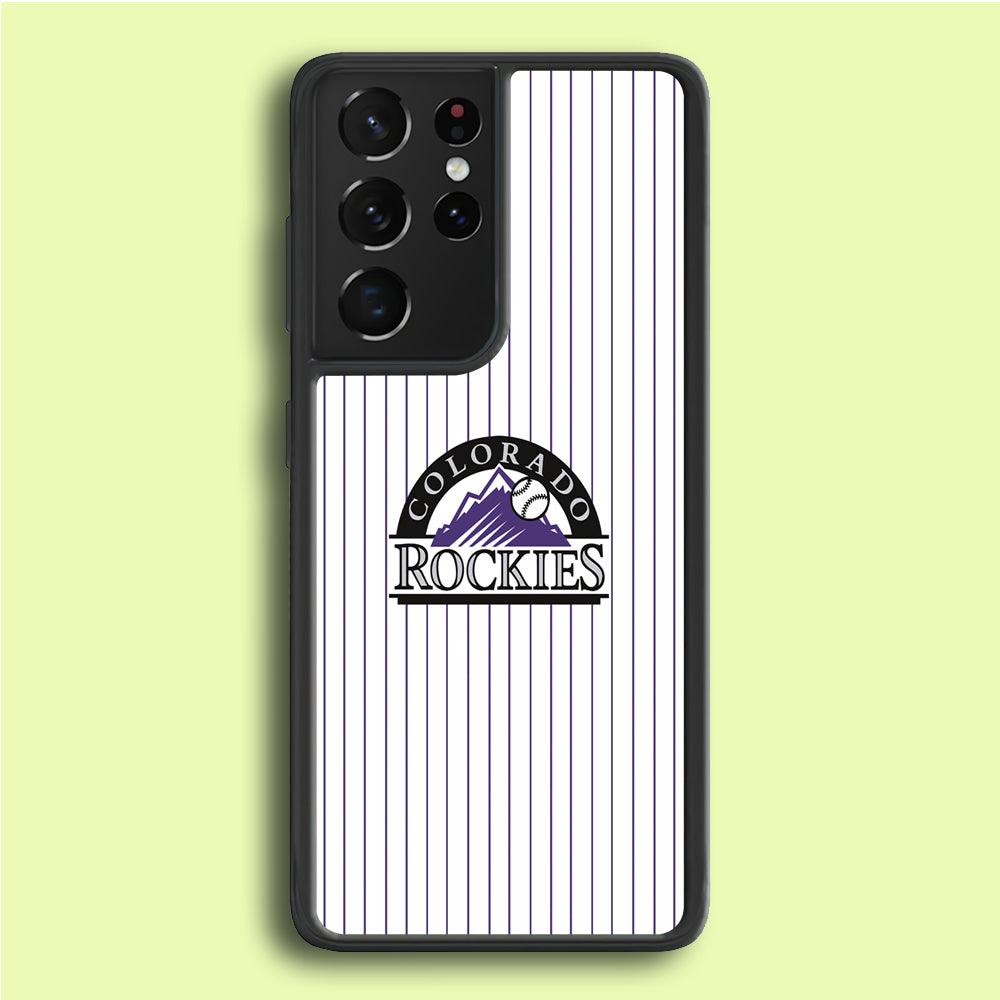 Baseball Colorado Rockies MLB 002 Samsung Galaxy S21 Ultra Case-Rubber / White (2D Case)-Xtracase