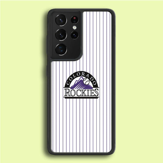 Baseball Colorado Rockies MLB 002 Samsung Galaxy S21 Ultra Case-Rubber / White (2D Case)-Xtracase