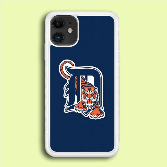 Baseball Detroit Tigers MLB 001 iPhone 12 Case-Rubber / White (2D Case)-Xtracase