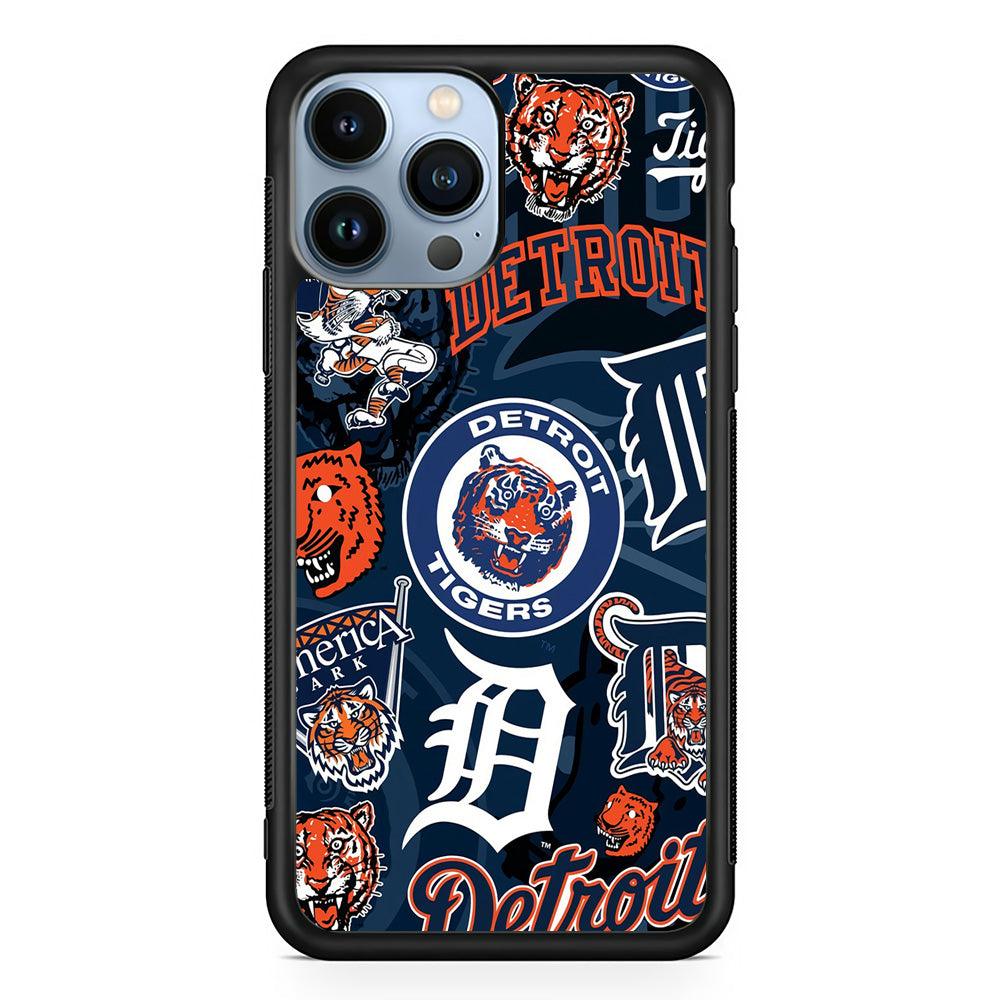 Baseball Detroit Tigers MLB 002 iPhone 13 Pro Max Case-Rubber / Black (2D Case)-Xtracase