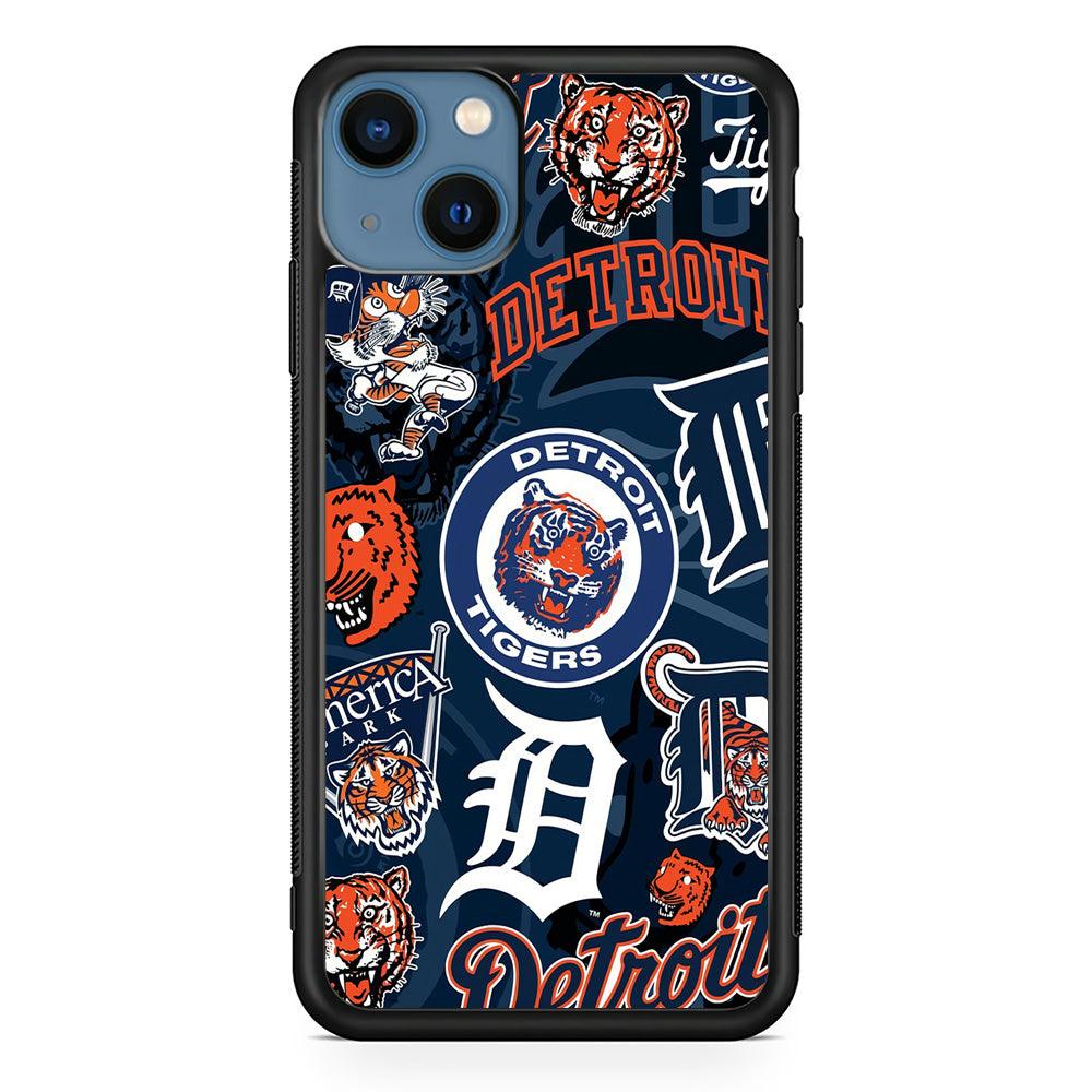 Baseball Detroit Tigers MLB 002 iPhone 13 Case-Rubber / Black (2D Case)-Xtracase