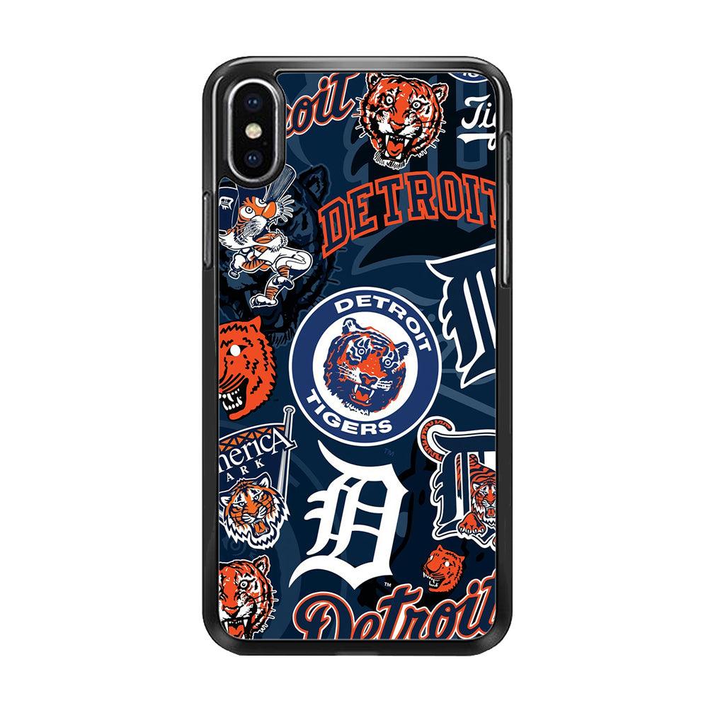 Baseball Detroit Tigers MLB 002 iPhone Xs Case-Rubber / Black (2D Case)-Xtracase